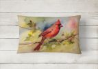 Watercolor Birds Throw Pillow Throw Pillow for Indoor Couch Bed Outdoor Patio Washable, Cardinal 3200,12Hx16W