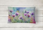 State Watercolor Flowers Throw Pillow Throw Pillow for Indoor Couch Bed Outdoor Patio Washable, South Dakota Pasque Flowers 1705,12Hx16W