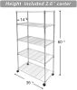 Simple Deluxe 5-Shelf Shelving with Wheels Steel Organizer 36"Wx14"Dx60"H Chrome