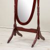 Traditional Queen Anna Style Wood Floor Cheval Mirror, Cherry Finish