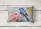 Watercolor Birds Throw Pillow Throw Pillow for Indoor Couch Bed Outdoor Patio Washable, Bluebird 3188,12Hx16W