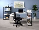 Ievi Writing Desk; Antique White & Black Finish