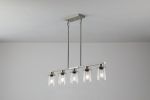 Brushed Nickel 5-Light Chandelier - Contemporary Kitchen Island Pendant Light with Clear Glass Shades for Dining Room, Farmhouse