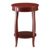 Red Round Side Table with Bottom Shelf