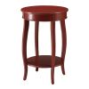 Red Round Side Table with Bottom Shelf