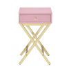 Pink and Gold 1-Drawer Rectangular Accent Table