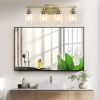 Golden 4-Light Vanity Light with Clear Glass Shades, Modern Iron Metal Bathroom Wall Fixture for Mirror