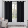 2 Panels Blackout Curtains for Bedroom with Grommet 42x63 inch Black Color Room Darkening Window Curtains Thermal Insulated Drapes