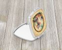 NEW White Poodle and Flowers Compact Mirror Decorative Travel Makeup Mirror for Women Girls Gifts Pocket Makeup Mirror Folding Handheld