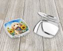 NEW Goldendoodle in Sunflowers Compact Mirror Decorative Travel Makeup Mirror for Women Girls Gifts Pocket Makeup Mirror Folding Handheld