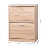 Wooden Shoe Cabinet for Entryway, White Shoe Storage Cabinet with 2 Flip Doors 20.94x9.45x43.11 inch