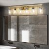 Golden 6-Light Vanity Light with Clear Glass Shades, Modern Iron Metal Bathroom Wall Fixture for Mirror