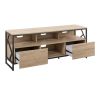 Folia Contemporary TV Stand in Natural Wood and Black Steel by LumiSource