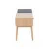 Telephone Contemporary Bench in Natural Wood and Grey Fabric with Pull-Out Drawer by LumiSource