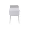 Telephone Contemporary Bench in White Wood and Grey Fabric with Pull-Out Drawer by LumiSource