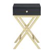 Black and Brass 1-Drawer Rectangular Accent Table