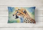 NEW Watercolor Wildlife Throw Pillow Throw Pillow for Indoor Couch Bed Outdoor Patio Washable, Cheetah 2889,12Hx16W