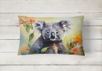 NEW Watercolor Wildlife Throw Pillow Throw Pillow for Indoor Couch Bed Outdoor Patio Washable, Koala 2937,12Hx16W