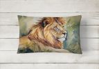 NEW Watercolor Wildlife Throw Pillow Throw Pillow for Indoor Couch Bed Outdoor Patio Washable, Lion 2951,12Hx16W