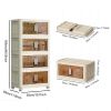 19.69" Side Wide Folding Storage Cabinet ,4 Tiers,19.69"×11.81"×40.55",Collapsible Storage Bins with Magnetic Door