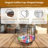 Coffee Pod Holders Black Iron Wire K Cup Holder With Solid Wooden Base 30 Kcups Capsule Storage Espresso Organizer For Counter Kitchen Cafe Bar