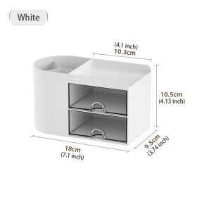 1pc Desktop Storage Box, Drawer Type Stationery Sundries Storage Box, Desktop Pen Container, Countertop Transparent Storage Cabinet (Color: White)