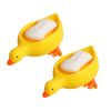 Cute Duck Soap Dish, 2Pcs Ceramic Soap Dish with Draining