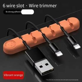 Creative Desktop Cable Organizer Computer Wire USB Charging Cable Mobile Phone Charging Cable Organizer Silicone Cable Winder (Color: Orange)