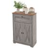 HOMCOM Farmhouse Barn Door Accent Cabinet, Kitchen Sideboard Storage Cabinet with Double Doors, Drawer, and Adjustable Shelf for Bedroom, Living Room