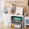 1pc Desktop Storage Box, Drawer Type Stationery Sundries Storage Box, Desktop Pen Container, Countertop Transparent Storage Cabinet